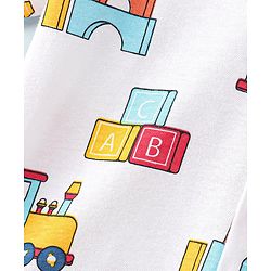 Babyhug 100% Cotton Knit Half Sleeves Shirt Toys Print - White & Red