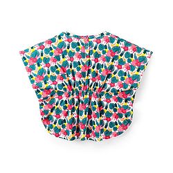Babyhug Half Sleeves Kaftan-Style Top with Floral Print & Tassel Detailing - White & Blue