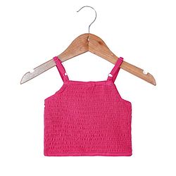 Babyhug Sleeveless Sequinned Top and Pleated Mesh Palazzo - Hot Pink