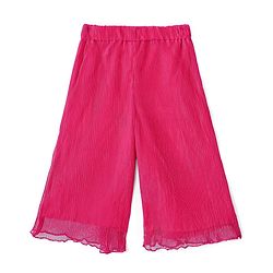 Babyhug Sleeveless Sequinned Top and Pleated Mesh Palazzo - Hot Pink