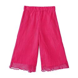 Babyhug Sleeveless Sequinned Top and Pleated Mesh Palazzo - Hot Pink
