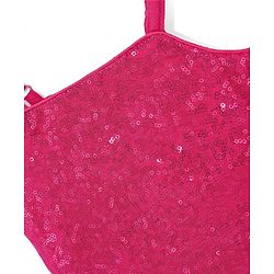 Babyhug Sleeveless Sequinned Top and Pleated Mesh Palazzo - Hot Pink