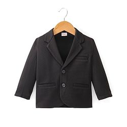 Babyhug Full Sleeves Solid Colour Party Wear Blazer with Graphic Printed T-Shirt - Black
