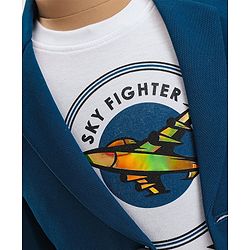 Babyhug Woven Full Sleeves Party Blazer With T-Shirt Aircraft Graphics - Blue & White