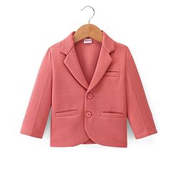 Babyhug Full Sleeves Solid Colour Party Wear Blazer with Graphic Printed T-Shirt - Peach