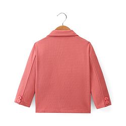 Babyhug Full Sleeves Solid Colour Party Wear Blazer with Graphic Printed T-Shirt - Peach