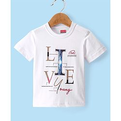 Babyhug Full Sleeves Party Wear Blazer with Graphic Printed T-Shirt - Beige