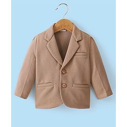 Babyhug Full Sleeves Party Wear Blazer with Graphic Printed T-Shirt - Beige