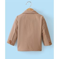 Babyhug Full Sleeves Party Wear Blazer with Graphic Printed T-Shirt - Beige