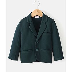 Babyhug Full Sleeves Party Wear Blazer with Graphic Printed T-Shirt - Green