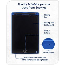 Babyhug LCD Writing Tablet - Black | High-Quality Multicolor LCD Screen | Doodling & Early Learning | Promotes Eye-Hand Coordination, Motor And Emotional Growth | BIS Certified
