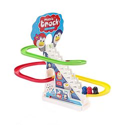 Babyhug Happy Penguin Track Playset with Music & Lights Multicolor |Racing Track With Penguins Climbing & Sliding | Encourage Active Play & Visual Tracking skill Development |Multicolor | BIS Certifed