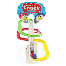 Babyhug Happy Penguin Track Playset with Music & Lights Multicolor |Racing Track With Penguins Climbing & Sliding | Encourage Active Play & Visual Tracking skill Development |Multicolor | BIS Certifed