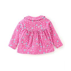 Babyhug 100% Cotton Knit Full Sleeves Night Suit With Star Print - Pink