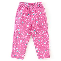Babyhug 100% Cotton Knit Full Sleeves Night Suit With Star Print - Pink