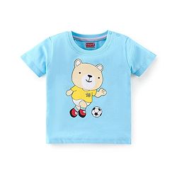 Babyhug 100% Cotton Knit Half Sleeves T-Shirt Bear Print - Blue