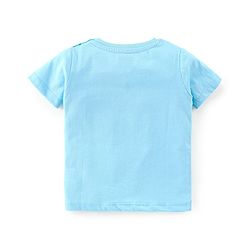 Babyhug 100% Cotton Knit Half Sleeves T-Shirt Bear Print - Blue