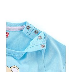 Babyhug 100% Cotton Knit Half Sleeves T-Shirt Bear Print - Blue