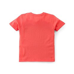 Babyhug Cotton Knit Half Sleeves T-Shirt with Dino Graphics Print - Orange