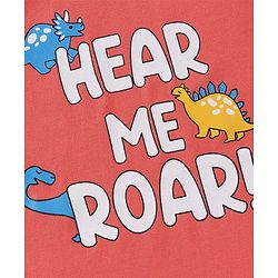 Babyhug Cotton Knit Half Sleeves T-Shirt with Dino Graphics Print - Orange