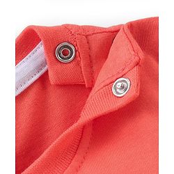 Babyhug Cotton Knit Half Sleeves T-Shirt with Dino Graphics Print - Orange