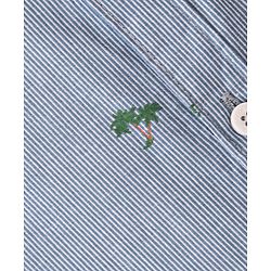 Babyhug 100% Cotton Woven Half Sleeves Regular Collar Striped Shirt Palm Tree Print - Blue