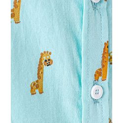 Babyhug 100% Cotton Woven Half Sleeves Regular Collar Shirt Giraffe  Print - Blue