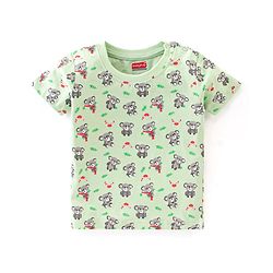 Babyhug 100% Cotton Knit Half Sleeves T-Shirt With Koala Graphics - Green