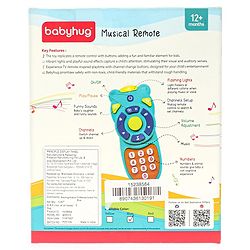 Babyhug Musical TV Remote Control Toy - Colour May Vary | Fun Sound & Light Toy for Kids | Encourages Sensory Development | Child-Safe & Non-Toxic | Ideal Gift for 3+ Months | BIS Certified