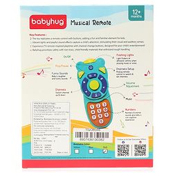 Babyhug Musical TV Remote Control Toy - Colour May Vary | Fun Sound & Light Toy for Kids | Encourages Sensory Development | Child-Safe & Non-Toxic | Ideal Gift for 3+ Months | BIS Certified