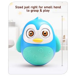 Babyhug Penguin Musical Push and Shake Eye Blinking Blue Roly Poly| Wobbling Bell Sounds For 8 Months+| Child Safe Material| Gifting Toy| BIS Certified