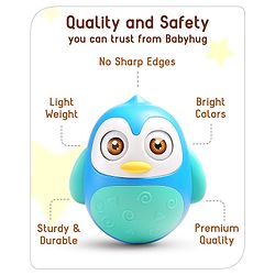 Babyhug Penguin Musical Push and Shake Eye Blinking Blue Roly Poly| Wobbling Bell Sounds For 8 Months+| Child Safe Material| Gifting Toy| BIS Certified