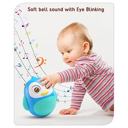 Babyhug Penguin Musical Push and Shake Eye Blinking Blue Roly Poly| Wobbling Bell Sounds For 8 Months+| Child Safe Material| Gifting Toy| BIS Certified