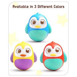 Babyhug Penguin Musical Push and Shake Eye Blinking Blue Roly Poly| Wobbling Bell Sounds For 8 Months+| Child Safe Material| Gifting Toy| BIS Certified