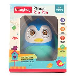 Babyhug Penguin Musical Push and Shake Eye Blinking Blue Roly Poly| Wobbling Bell Sounds For 8 Months+| Child Safe Material| Gifting Toy| BIS Certified
