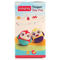Babyhug Penguin Musical Push and Shake Eye Blinking Blue Roly Poly| Wobbling Bell Sounds For 8 Months+| Child Safe Material| Gifting Toy| BIS Certified