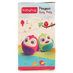 Babyhug Penguin Musical Push and Shake Eye Blinking Blue Roly Poly| Wobbling Bell Sounds For 8 Months+| Child Safe Material| Gifting Toy| BIS Certified