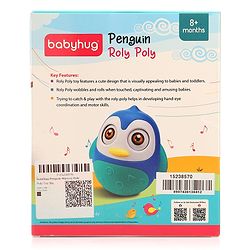 Babyhug Penguin Musical Push and Shake Eye Blinking Blue Roly Poly| Wobbling Bell Sounds For 8 Months+| Child Safe Material| Gifting Toy| BIS Certified