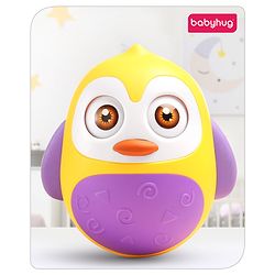 Babyhug Penguin Musical Push and Shake Eye Blinking Blue Roly Poly| Wobbling Bell Sounds For 8 Months+| Child Safe Material| Gifting Toy| BIS Certified