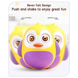 Babyhug Penguin Musical Push and Shake Eye Blinking Blue Roly Poly| Wobbling Bell Sounds For 8 Months+| Child Safe Material| Gifting Toy| BIS Certified