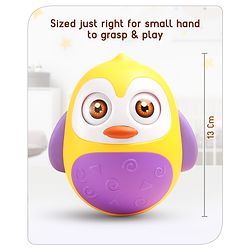 Babyhug Penguin Musical Push and Shake Eye Blinking Blue Roly Poly| Wobbling Bell Sounds For 8 Months+| Child Safe Material| Gifting Toy| BIS Certified