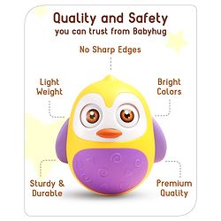 Babyhug Penguin Musical Push and Shake Eye Blinking Blue Roly Poly| Wobbling Bell Sounds For 8 Months+| Child Safe Material| Gifting Toy| BIS Certified