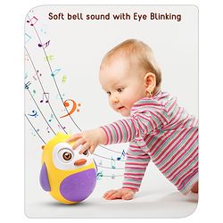 Babyhug Penguin Musical Push and Shake Eye Blinking Blue Roly Poly| Wobbling Bell Sounds For 8 Months+| Child Safe Material| Gifting Toy| BIS Certified
