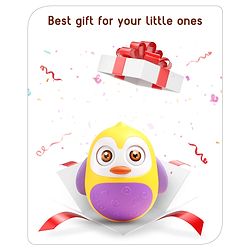 Babyhug Penguin Musical Push and Shake Eye Blinking Blue Roly Poly| Wobbling Bell Sounds For 8 Months+| Child Safe Material| Gifting Toy| BIS Certified