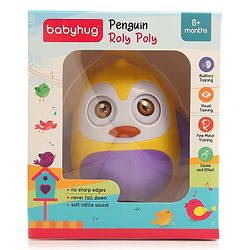Babyhug Penguin Musical Push and Shake Eye Blinking Blue Roly Poly| Wobbling Bell Sounds For 8 Months+| Child Safe Material| Gifting Toy| BIS Certified