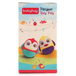 Babyhug Penguin Musical Push and Shake Eye Blinking Blue Roly Poly| Wobbling Bell Sounds For 8 Months+| Child Safe Material| Gifting Toy| BIS Certified