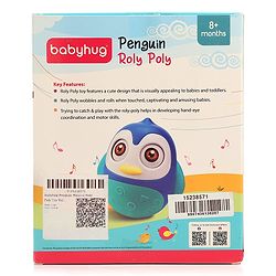 Babyhug Penguin Musical Push and Shake Eye Blinking Blue Roly Poly| Wobbling Bell Sounds For 8 Months+| Child Safe Material| Gifting Toy| BIS Certified