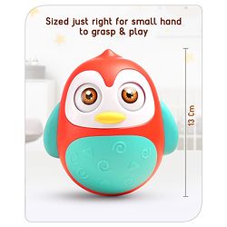 Babyhug Penguin Musical Push and Shake Eye Blinking Blue Roly Poly| Wobbling Bell Sounds For 8 Months+| Child Safe Material| Gifting Toy| BIS Certified