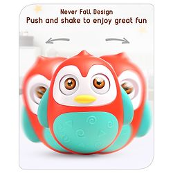 Babyhug Penguin Musical Push and Shake Eye Blinking Blue Roly Poly| Wobbling Bell Sounds For 8 Months+| Child Safe Material| Gifting Toy| BIS Certified