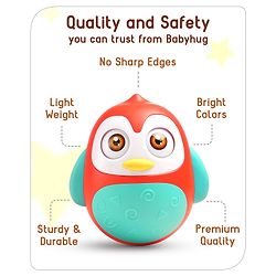 Babyhug Penguin Musical Push and Shake Eye Blinking Blue Roly Poly| Wobbling Bell Sounds For 8 Months+| Child Safe Material| Gifting Toy| BIS Certified